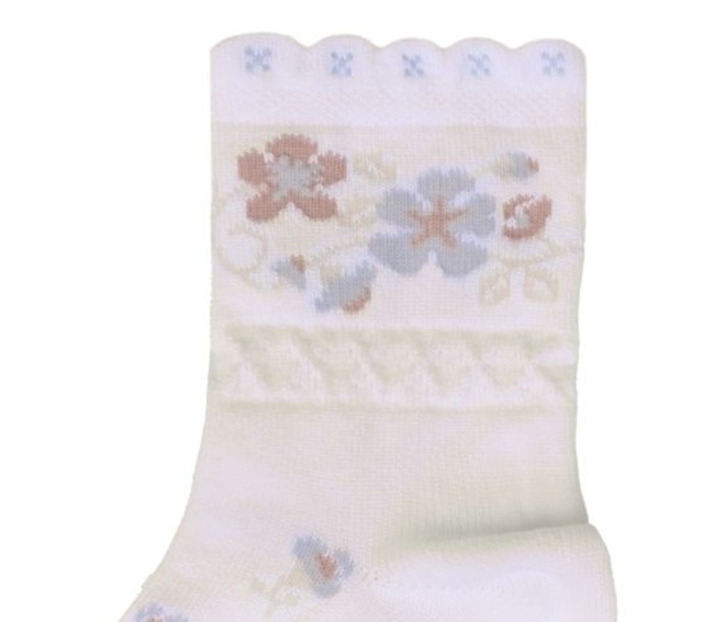 Collegien - Camélia - Jacquard Flower Ankle Socks / Blanc Neige