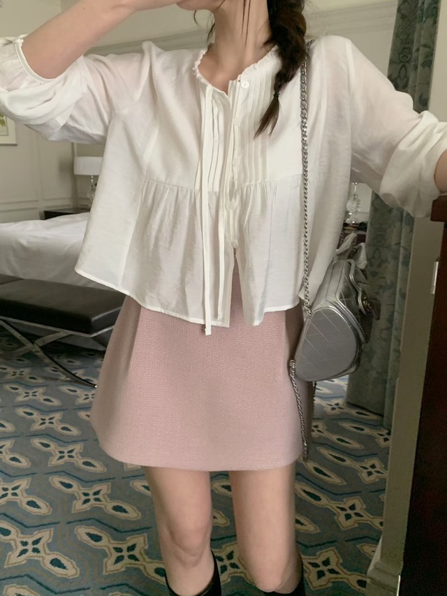 (予約) mellounge  / Rubin pintuck blouse 2color