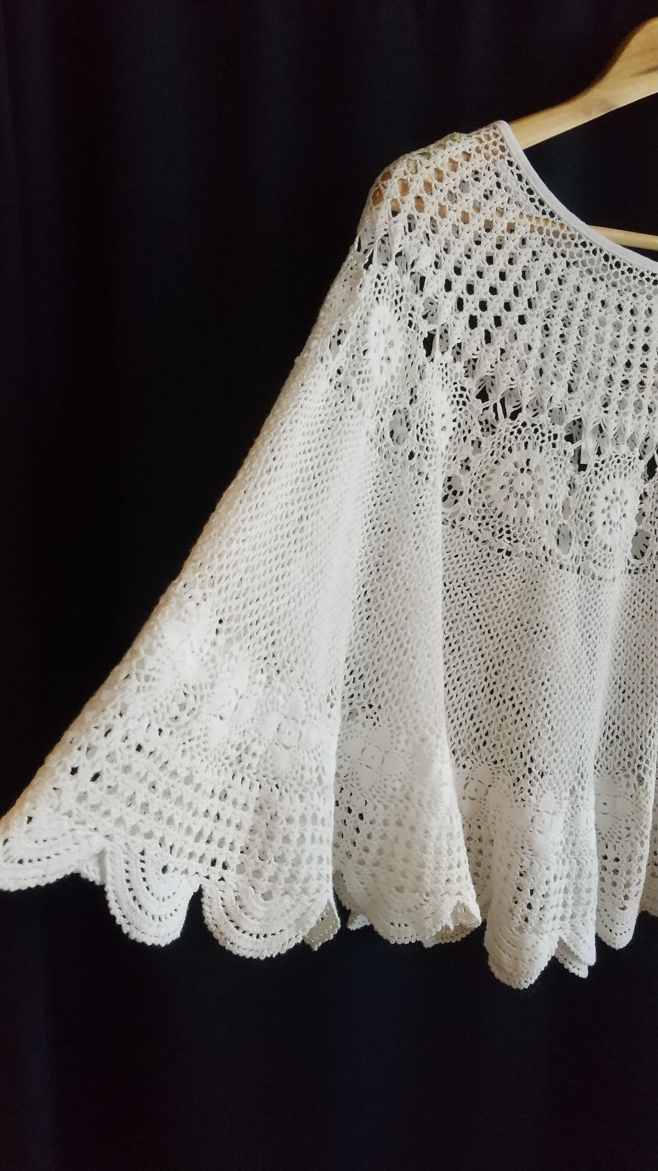 vintage クロシェレースリメイクポンチョ