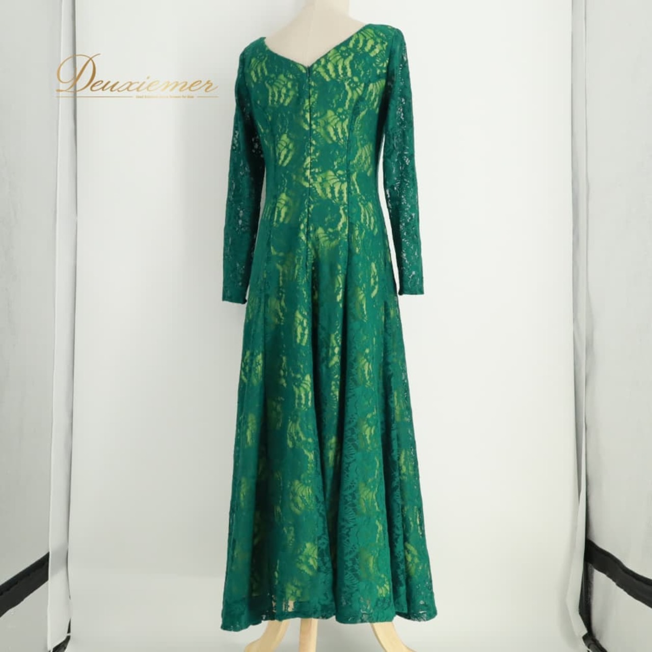 フラダンス 衣装 CC Fashions CCファッション ワンピース ドレス グリーン系 花柄 植物柄 レース 透け感 ハワイアン アロハ フラ ダンス レッスン 練習 ハワイアンダンス 緑 黄緑 長袖 フレア 華やか 鮮やか かわいい おしゃれ 上品 大人っぽい ダンス衣装 練習着 レッスンウェア ハワイ製