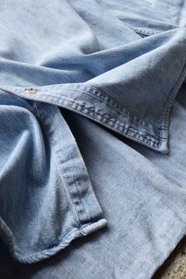 NUOVO County Seat 1980's-90's From USA Heavy Weight Flap Work Denim Shirt ヌーヴォ 80s デニムシャツ