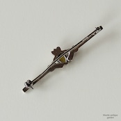 アンティークジュエリー シルバー935 天然サーペンティン 天然マーカサイト クラダモチーフ バーブローチ(ソーティングメモ付)