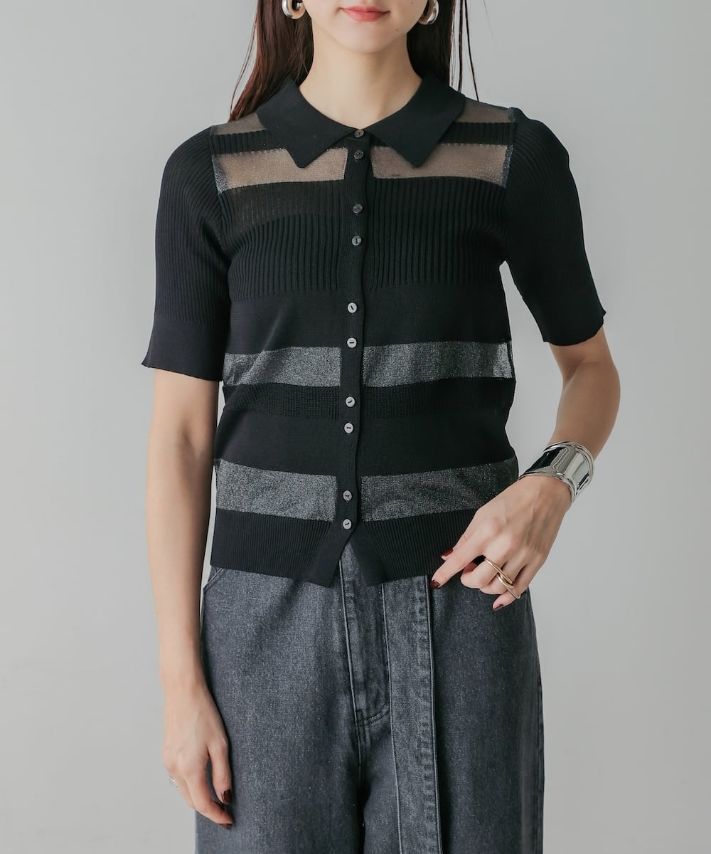 IRREGULAR SHEER KNIT POLO ( イレギュラーシアーニットポロ ) 【5514007】