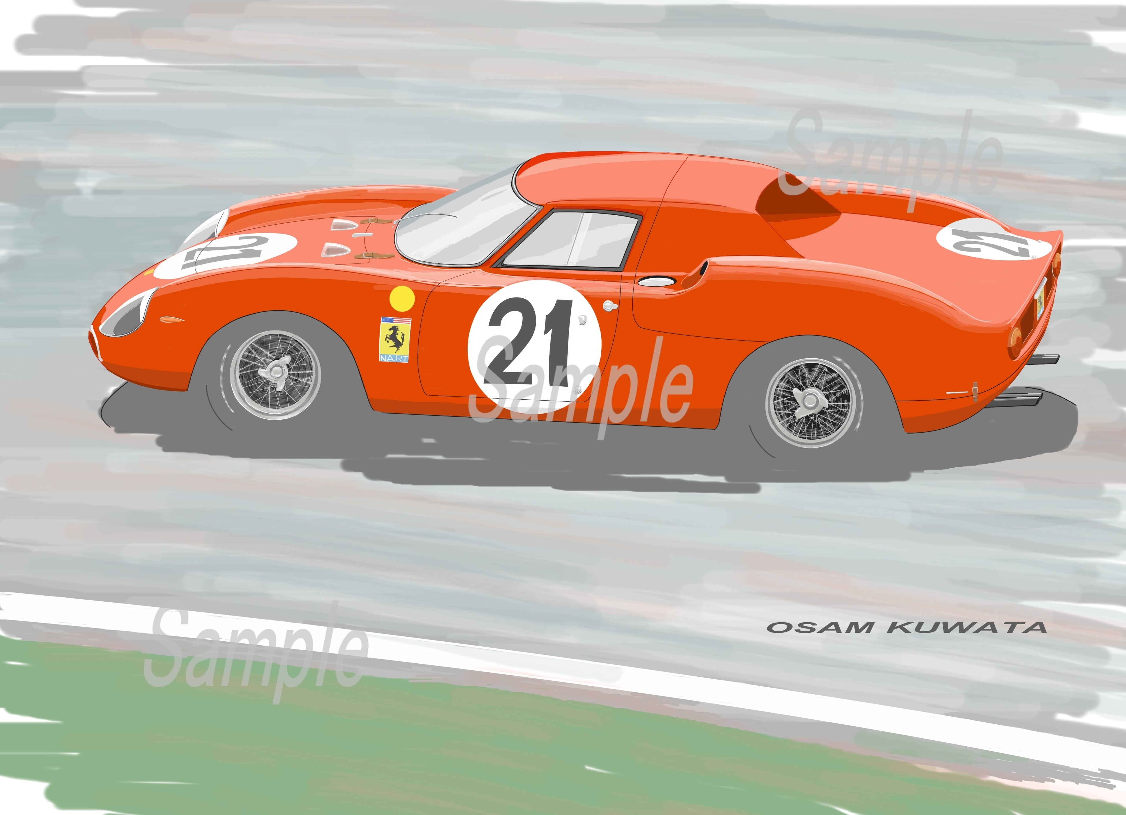イラスト フェラーリ 250 LM A4サイズ 額入り | osamart イラスト フェラーリ 250 LM A4サイズ 額入り | osamart