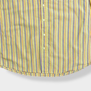 【U.S. POLO ASSN】ストライプシャツ 長袖シャツ カジュアルシャツ コットン イエロー マルチカラー 柄シャツ L ユーエスポロアッスン 春物 US古着