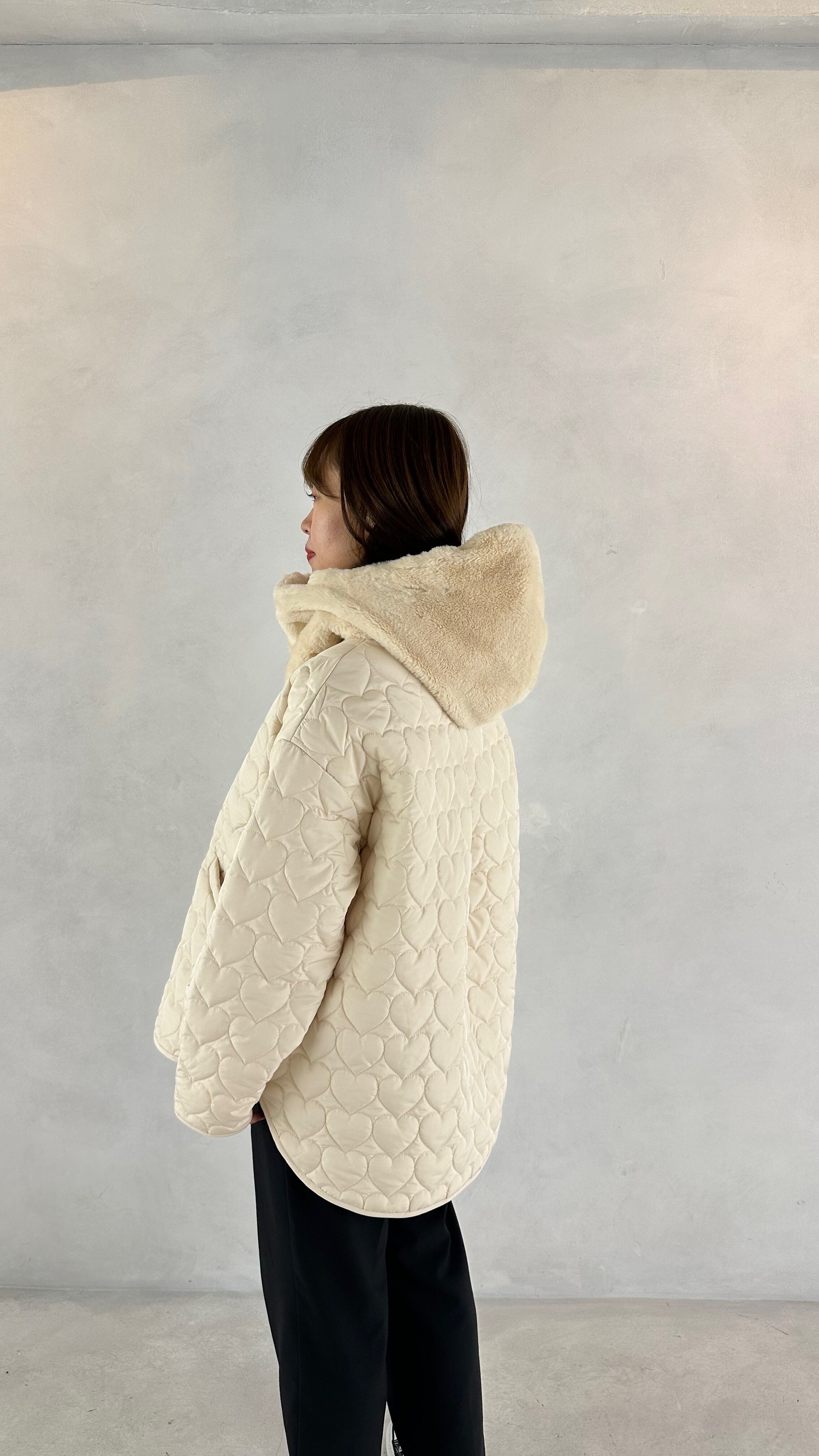 YOIHI 黒 ハート型キルティングジャケット ヨイヒ ハートキルティング