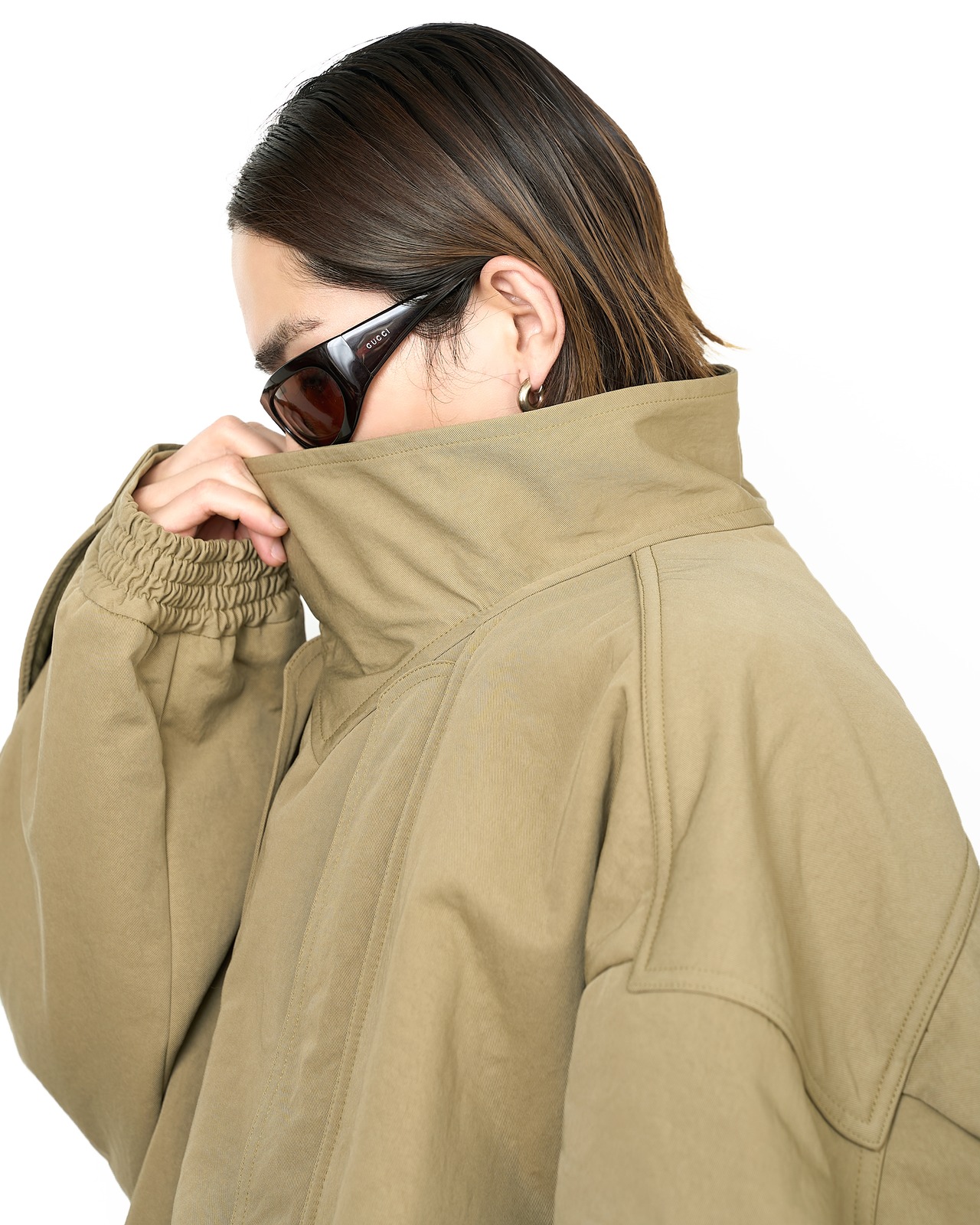 HED MAYNER "HIGH NECK ZIP UP BLOUSON 〔KHAKI〕"