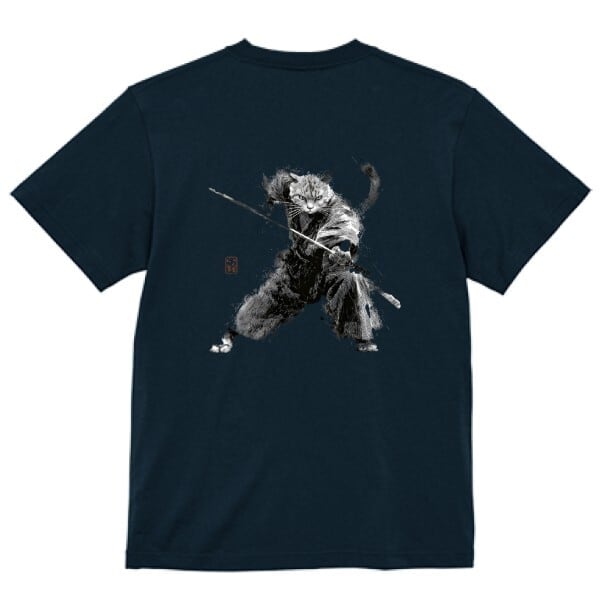 斬り結ぶ猫 ― 江戸墨線アート」Tシャツ 半袖 | にやん暦堂