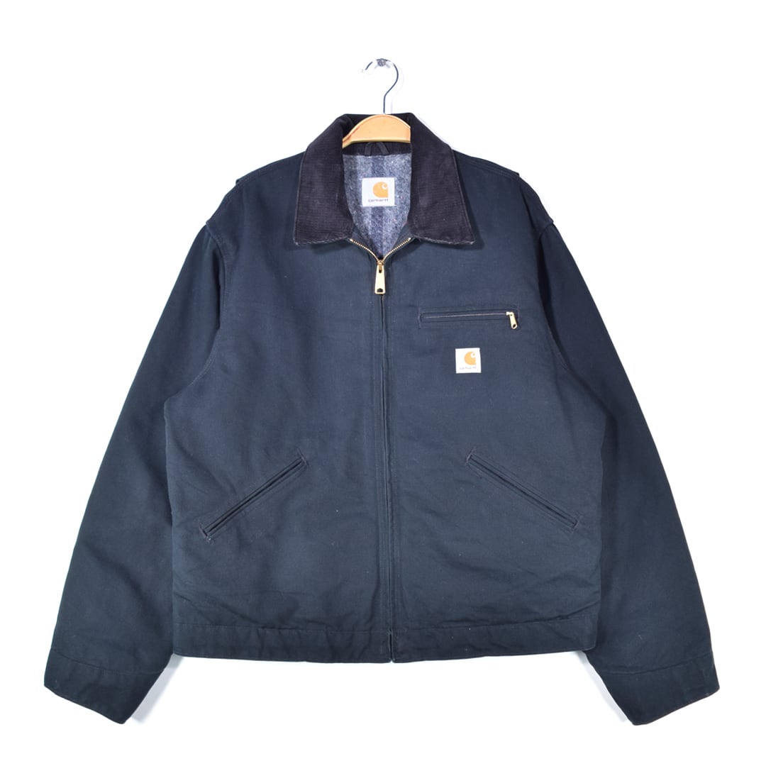 カーハート 美品 デトロイトジャケット ブラック 黒 ダック地 CARHARTT メンズL-XL相当 古着 @DE0038