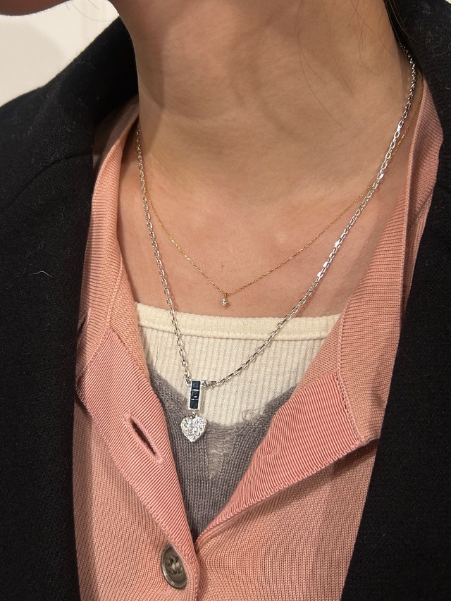 GIVENCHY / vintage silver heart earring necklace set.