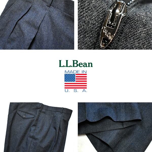 90s L.L.BEAN 2タック ウール スラックス パンツ USA製