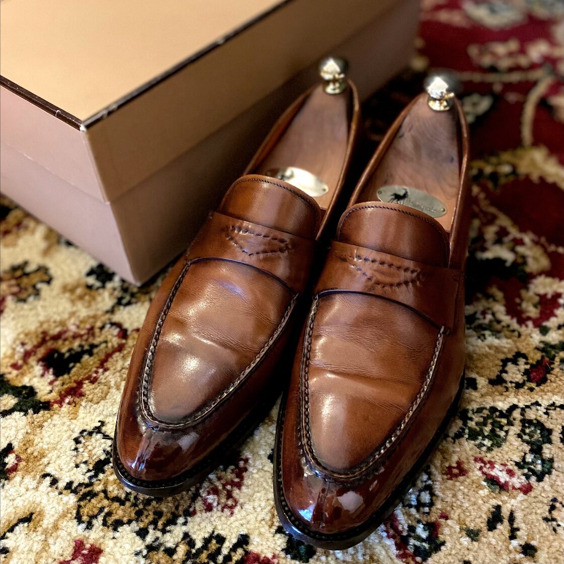 サントーニ / Santoni / ローファー / スキンステッチ / 中古 / 革靴 