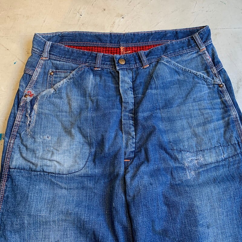 50's BLUE HORSESHOE BRAND デニムペインターパンツ 裏ネル ワーク
