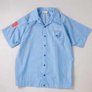 【極美品】80s special Vintage bowling shirt open collar shirt  Blue S/S  mint condition made in USA ／ 80年代 スペシャル ヴィンテージ ボーリングシャツ オープンカラー シャツ  ビッグサイズ サイズL  サマーシャツ ブルー  半袖 アメリカ製 ミントコンディション