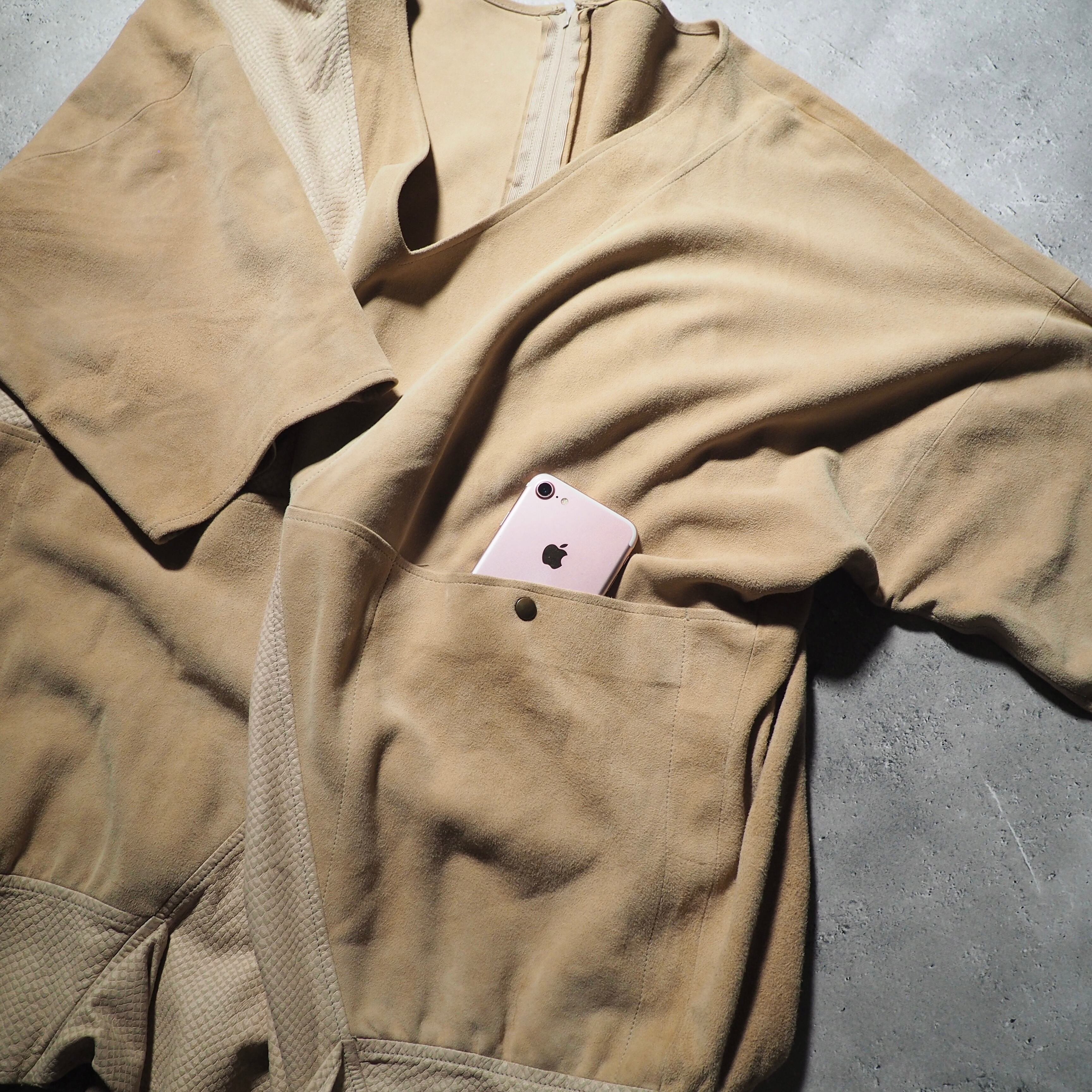 ” Unknown ” suede leather custom vintage loose pull over Tee