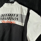 Harley-Davidson Zip-Up ワークシャツ　ハーレーダビッドソン　ジップアップシャツ　半袖