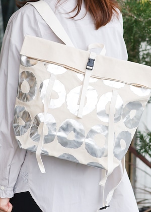 how to live - Donut Print Back Pack ドーナツプリント バックパック Small  - Ecru / Silver