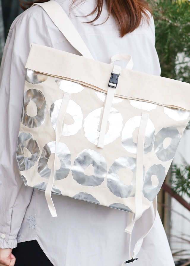 how to live - Donut Print Back Pack ドーナツプリント バックパック Small  - Ecru / Silver