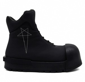 cow leather embroidery volume boots all black
