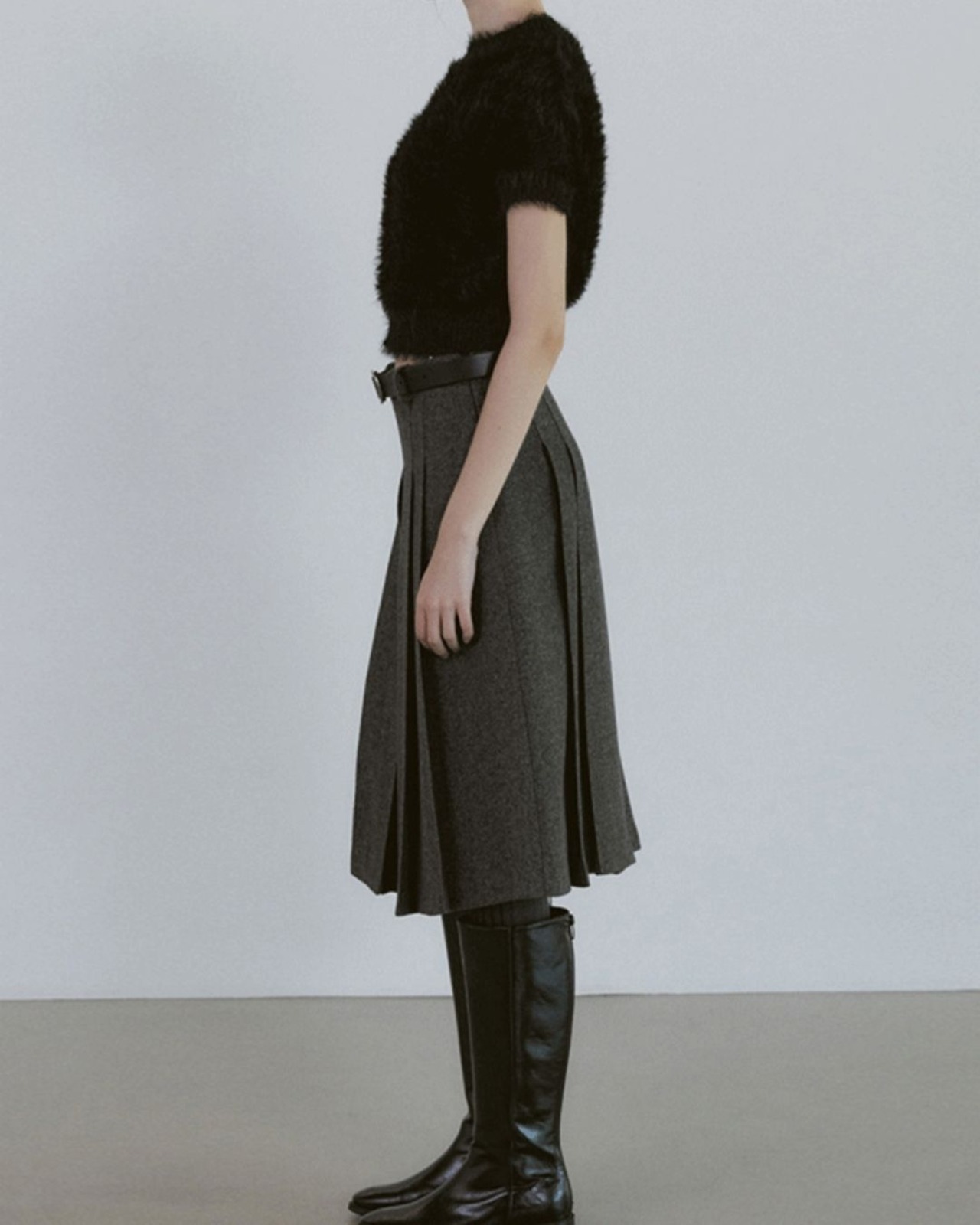 ウールブレンドAラインミディスカート A0680 - 5