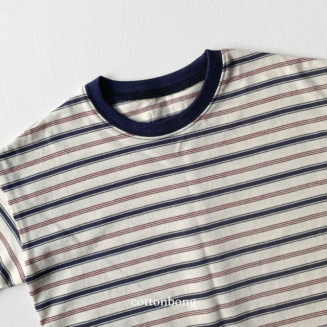 《予約》送料無料【cottonbong】Mix Border T-shirt