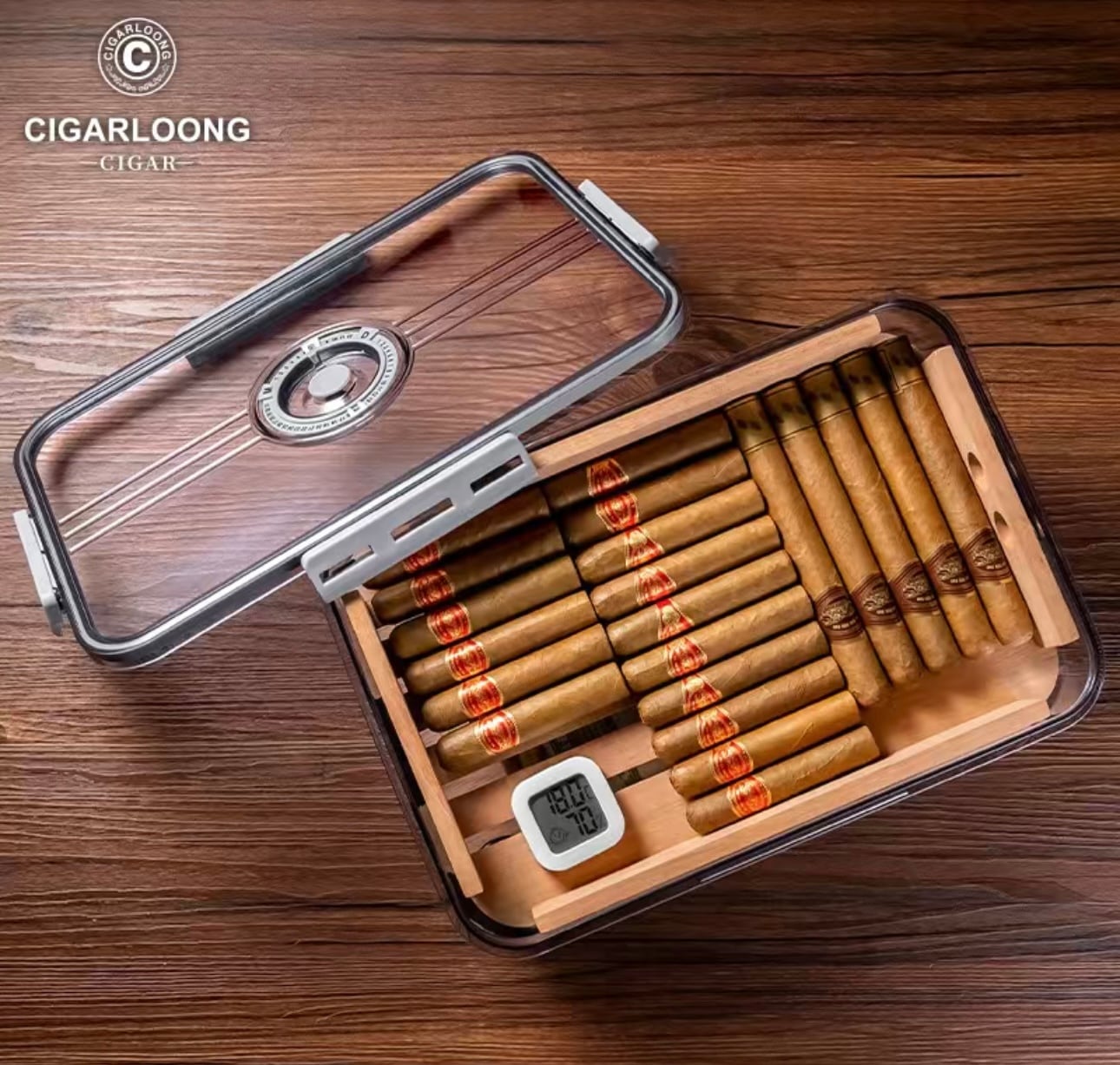 透明密封防湿保湿杉材棚まろやかな二層ロッ葉巻ボックス 透明密封防湿保湿杉材棚まろやかな二層ロッ葉巻ボックス | Pay ID