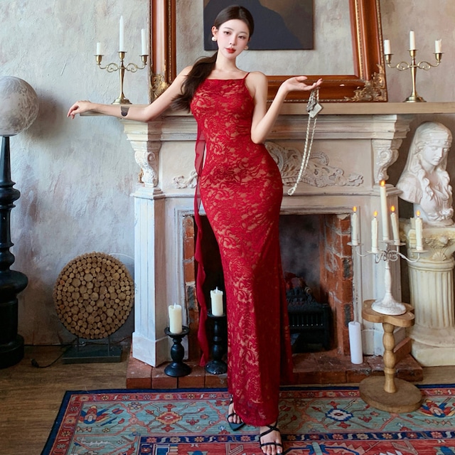 Lady's coco ロングドレス キャバドレス セクシー レース スリムフィット 背中あき 結婚式 二次会 披露宴 パーティー 上品 LW2-CD6-143-71900580