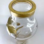 フラワーベース　花瓶　アンティークガラスウェア　アールヌーヴォー　金彩植物 17otb5