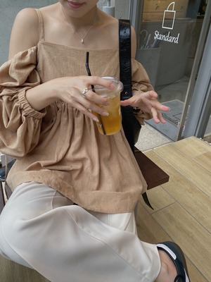 deformation puffy arm jacquard tops