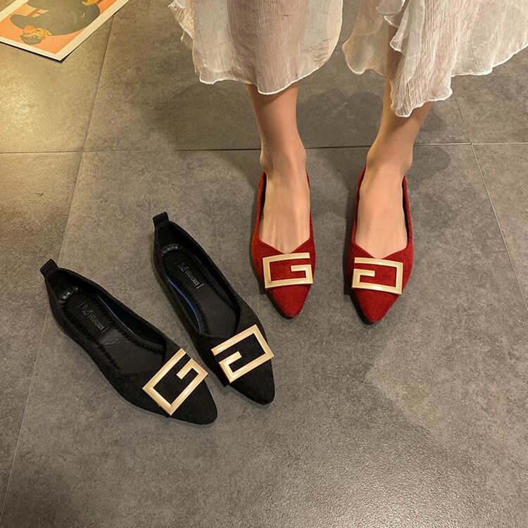 先のとがった単一の靴女性2020春新しい野生ネット赤フラットボトム夜と夜のエンドウ豆靴妖精スタイル作業靴潮 部族の婦人靴8314566