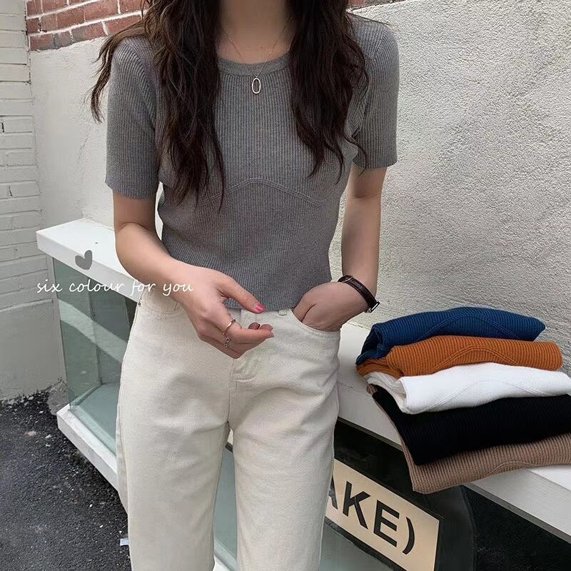 切り替えデザイン　5部袖ニット  AJ−111-567