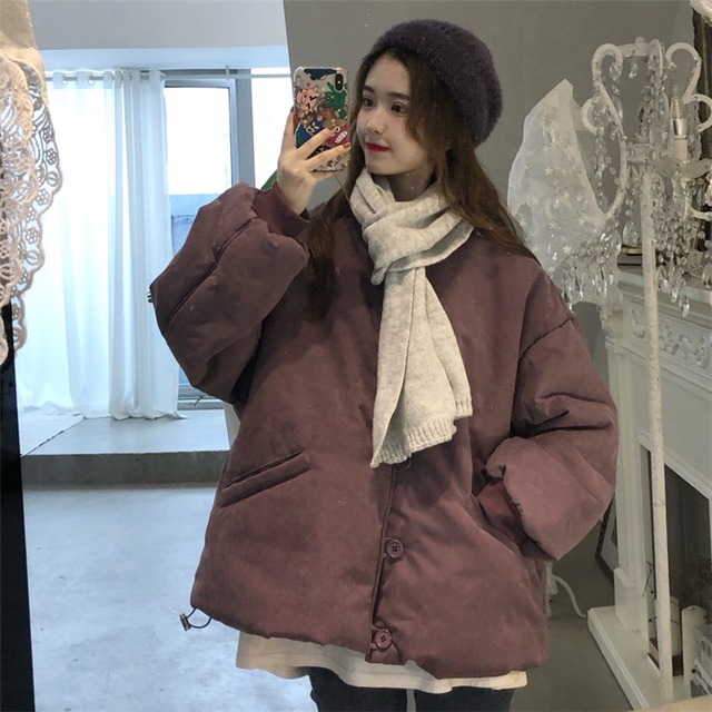 体型カバーに効く 快適である ファッション 厚手 暖かい 短いスタイル 単体ボタン 綿の服 コート