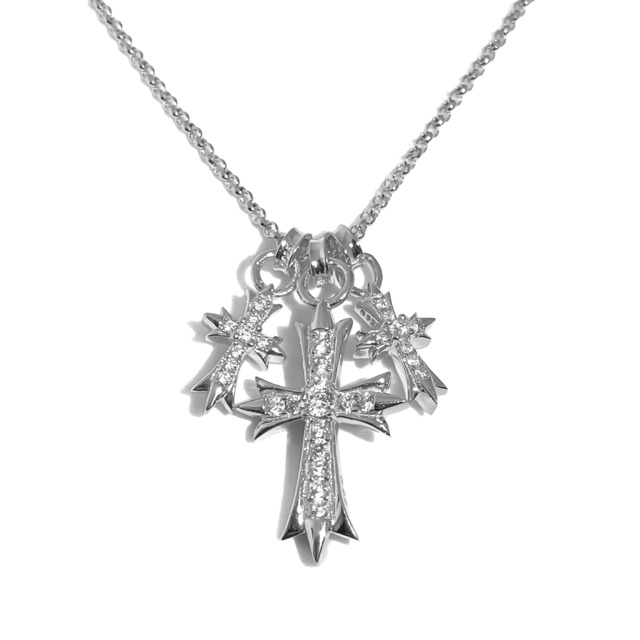 S925 3連 cross necklace［silver］n32