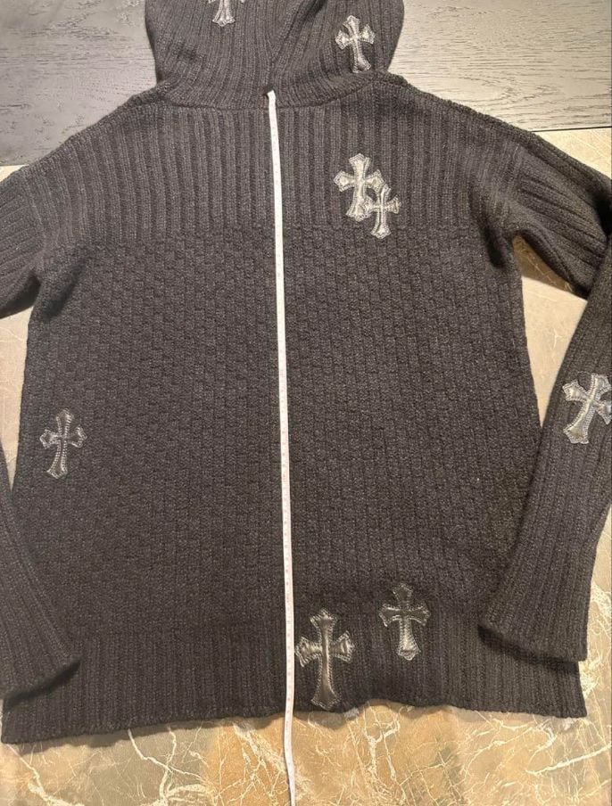 CHROME HEARTS クロムハーツ カシミヤ クロスパッチ ニットパーカー