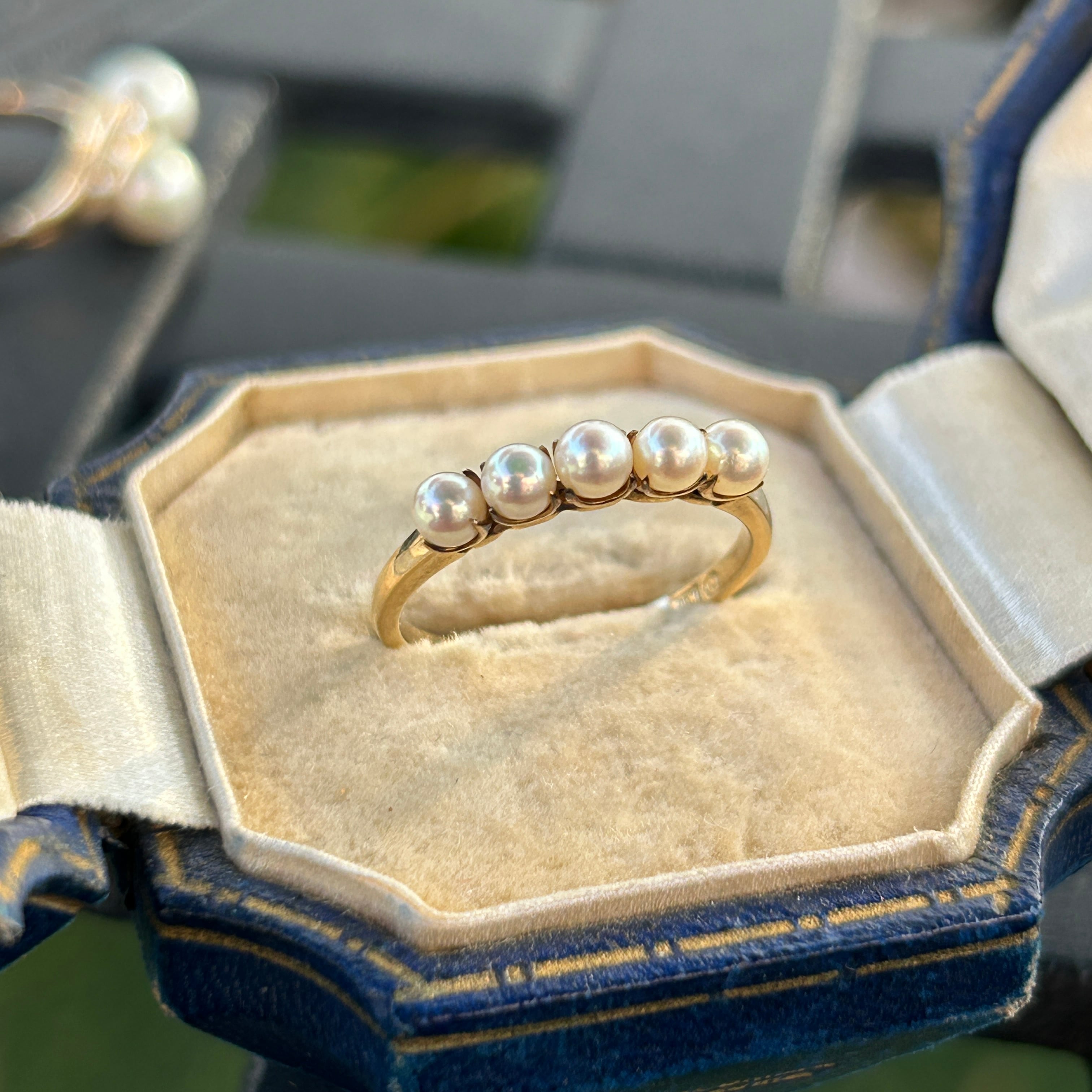 ヴィンテージ MIKIMTO 14金ベビーパール一文字繊細リング