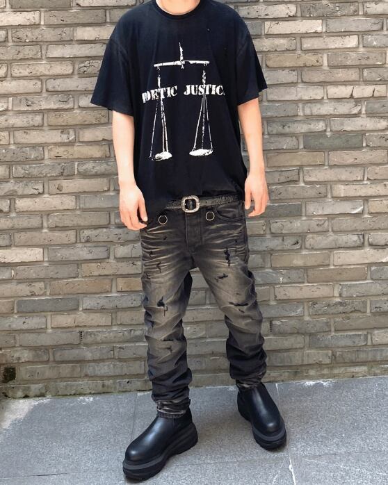 UNDERMYCAR] 25SS BLACK FLORAL PINNED POETIC JUSTICE VINTAGE