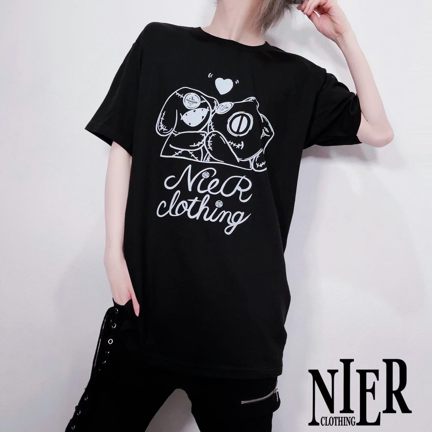 ゲリライベント商品 Black Cotton T Shirt One君 Nierちゃん Nier