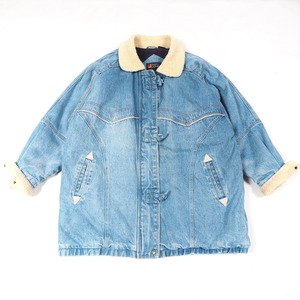 90's ANDY JOHNS women's denim coat L / ボアデニムコート キルティング