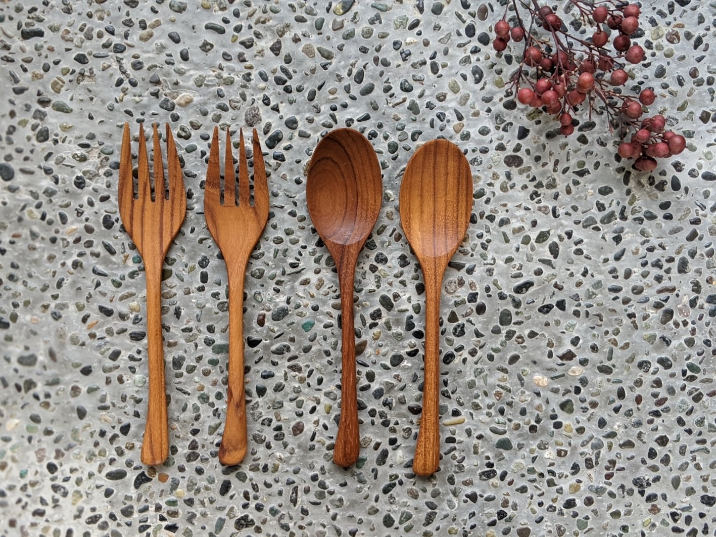 チーク材　カトラリーセット　木製　ステンレス チーク材 カトラリーセット 木製 ステンレス