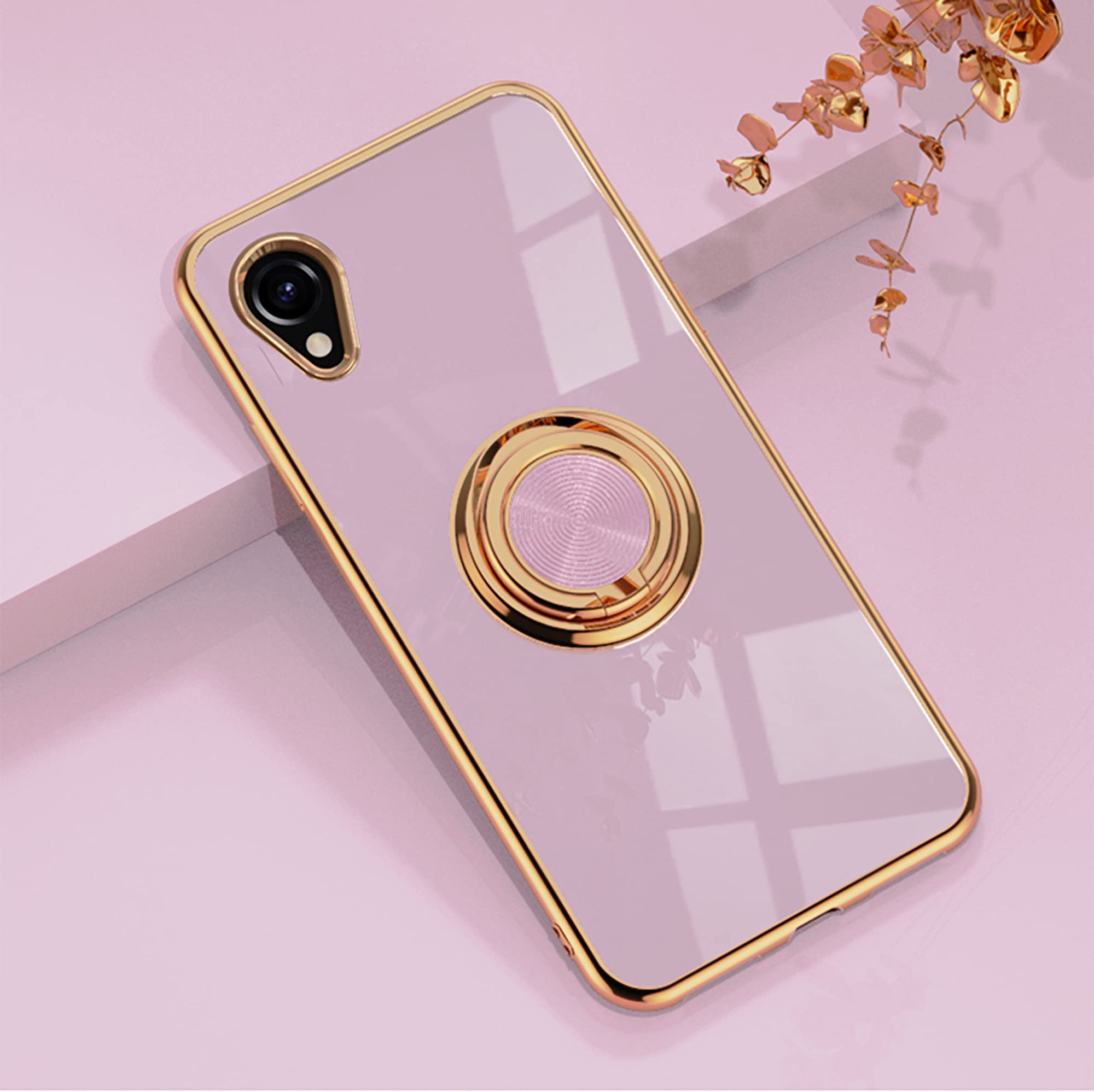 【在庫のみ】【Yikasina】 Galaxy A23 5G ケース リング付き au: SCG18 docomo: SC-56C ギャラクシー A23 5G ケース 車載ホルダー スタンド機能 シンプル かわいい スマホケース (Galaxy A23 5G パープル)
