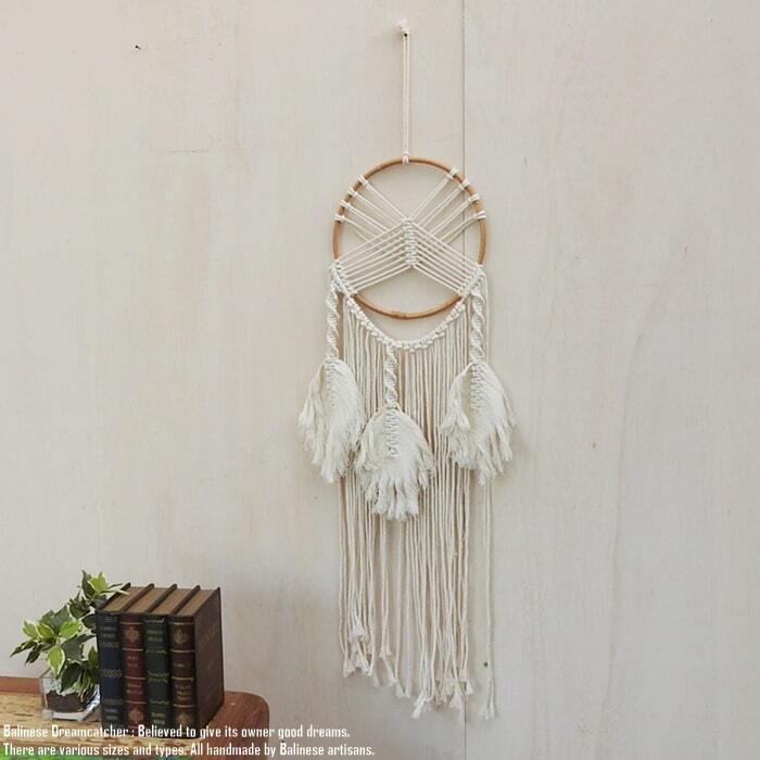 ドリームキャッチャー マクラメ TypeA Size M 幅33~35cm 長さ90~100cm ウォールインテリア ボーホー ボヘミアン ウォールデコレーション 壁掛け 飾り 壁飾り 魔除け お守り インテリア マクラメ編み オーナメント オブジェ 雑貨 タペストリー 北欧 アメリカン