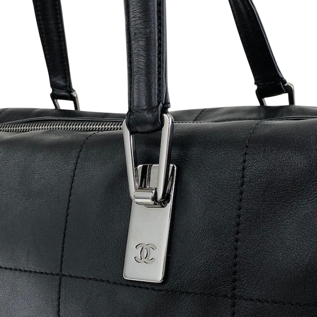 CHANEL シャネル ハンドバッグ ブラック チョコバー レザー ボストンバッグ vintage ヴィンテージ オールド 6gabx8