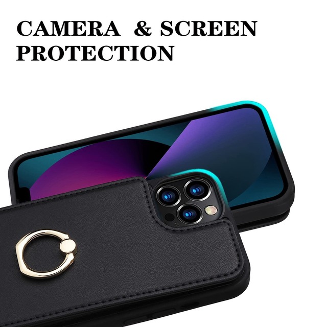 【J.DL直営店】iPhone 11proケース 財布型 iPhone11pro手帳型 ケース おしゃれ 11proケース iphone11pro case カード収納 レザーケース [スキミング防止] アイフォン11 プロ ケース 背面カード 360°回転リング スタンド機能 手触りが良い 女性用 人気 上質 ブラック