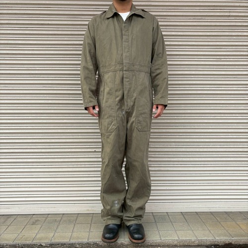 80s オランダ軍 実物 ミリタリー つなぎ オールインワン K.L. SEYNTEX オリーブ ユーロ ヨーロッパ古着 70s ミリタリー オランダ軍 50 XL