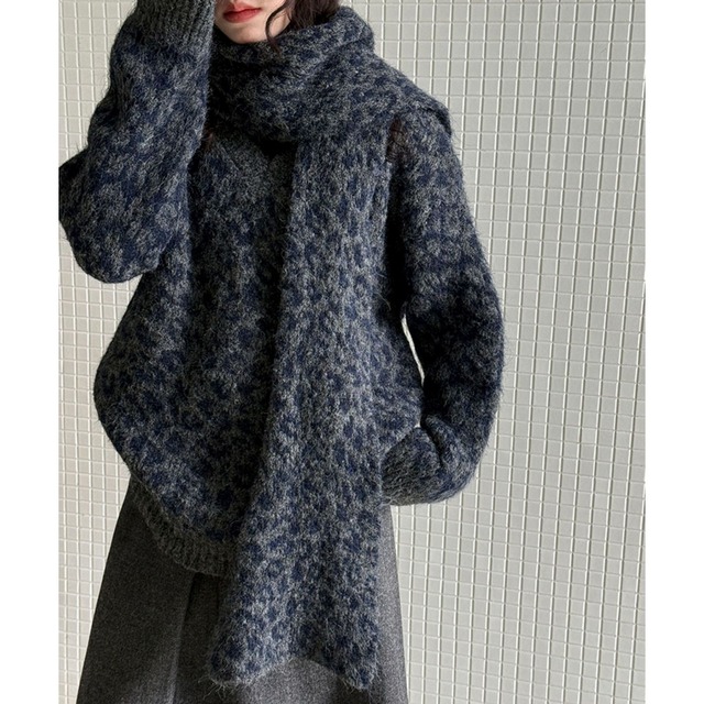 leopard two piece knit　j-0283