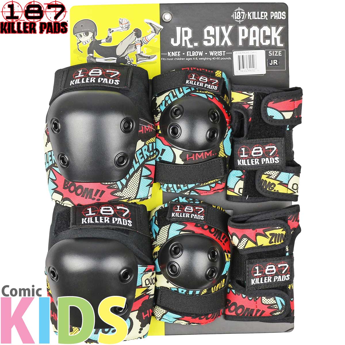 187 スケボー キッズプロテクター コミック 子供 3点セット Killerpads Junior Six Pack Pad Set Comic  ヒジ ヒザ 手首 キラーパッド スケートボード パーク ランプ ユース ランプ 小学生 低学年 幼児 男の子 女の子 こども 子ども cutback