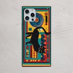 iPhoneケース 黒猫 DJ 音楽｜ターンテーブル 北欧レトロ CAT014
