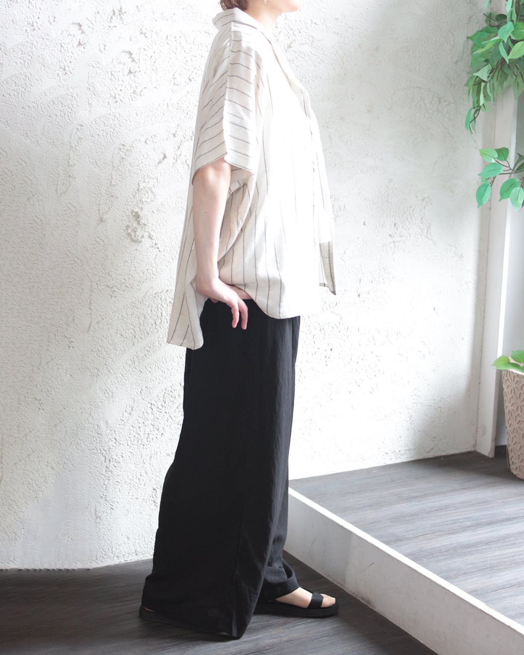 hunch】レーヨン ラメストライプ開襟シャツ (260599) | voice clothing