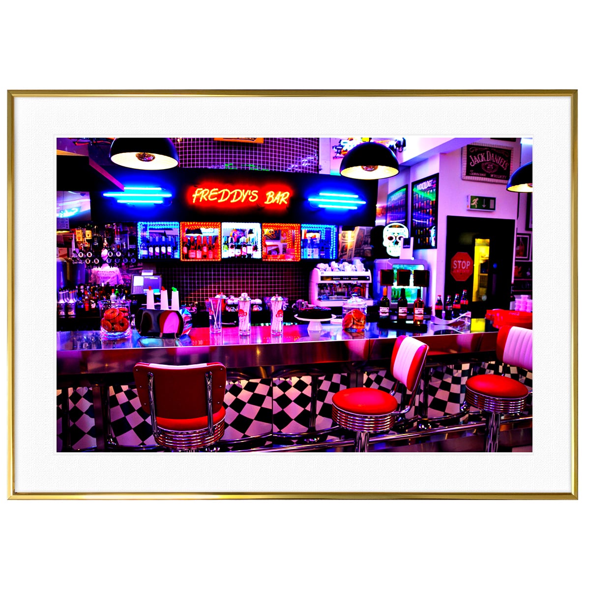 アメリカ写真 ダイナー インテリアアートポスター額装 AS1591