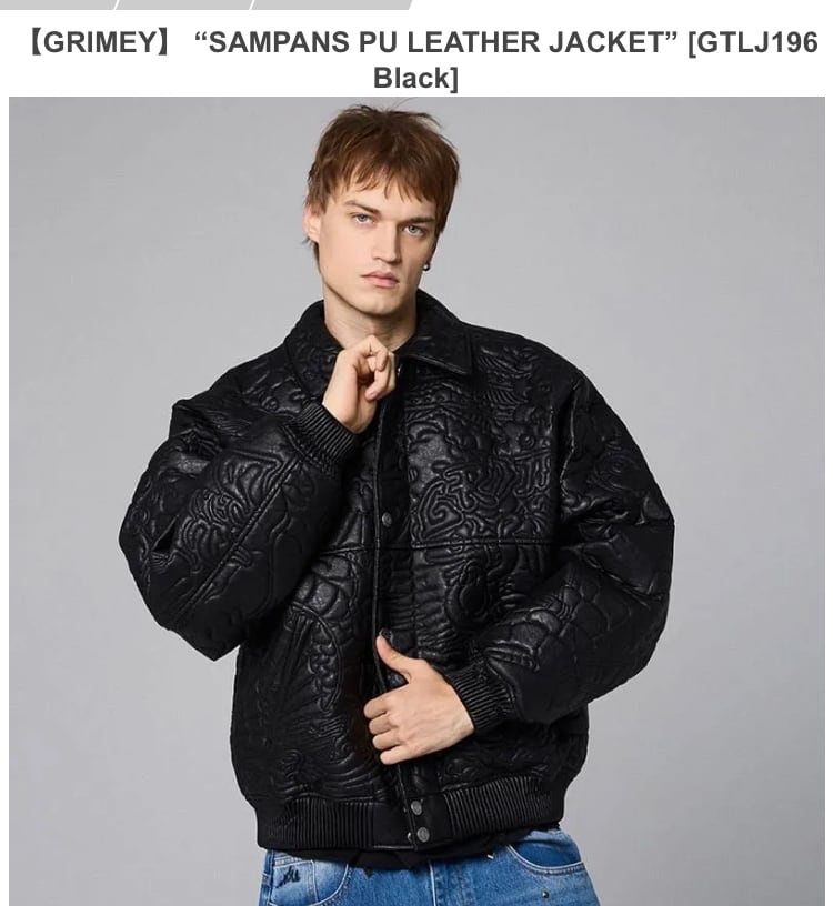 GRIMEY】 “SAMPANS PU LEATHER JACKET” [GTLJ196 Black] | JBOY ONLINE